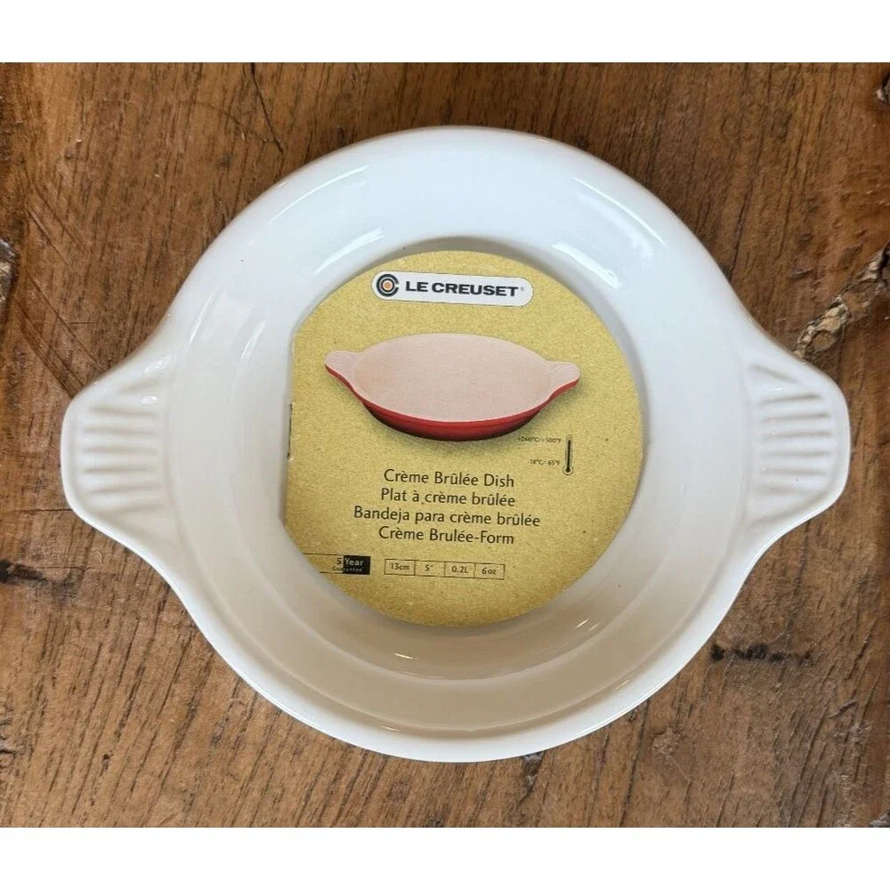 Le Creuset Stoneware 7oz 13 cm Crème Brulee Egg Dish White NEW NWT